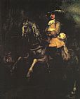 Horseback Canvas Paintings - Frederick Rihel on Horseback